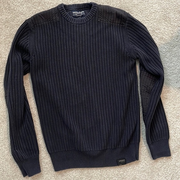 EUC NAUTICA RIBBED SWEATER PATCHWORK BLACK SIZE LARGE - Picture 1 of 8